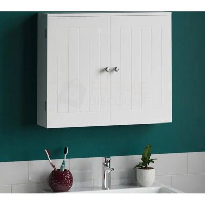 Bath Vida Armoire de salle de bain - Montage mural, 2 portes, Bois, Blanc - Armoire de salle de bain Bath Vida Armoire de salle de bain - Montage mural, 2 portes, Bois, Blanc - Armoire de salle de bain