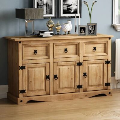 Buffet Corona Modèle Bois Naturel - Rangement avec 3 Portes et 3 Tiroirs - Publicité Buffet Corona Modèle Bois Naturel - Rangement avec 3 Portes et 3 Tiroirs - Publicité