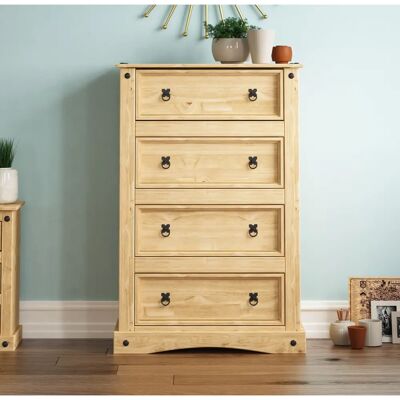 Vida Designs Corona Mexican Waxed Pine 4-Drawer Chest Vida Designs Corona Mexican Waxed Pine 4-Drawer Chest