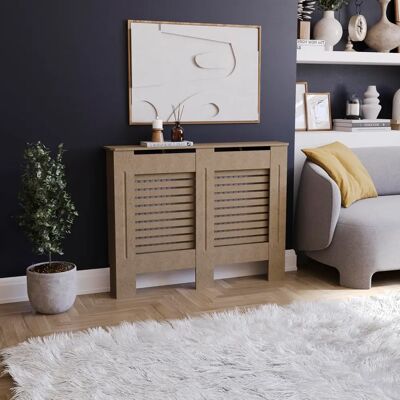 Vida Designs Milton Cache-Radiateur - Grille en Croix Traditionnelle - Marron Vida Designs Milton Cache-Radiateur - Grille en Croix Traditionnelle - Marron