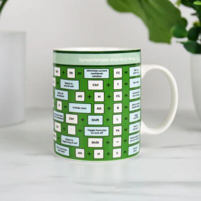 Gift Republic Tasse en céramique - Raccourcis Excel - Vert Blanc - 375mL - Publicité Gift Republic Tasse en céramique - Raccourcis Excel - Vert Blanc - 375mL - Publicité