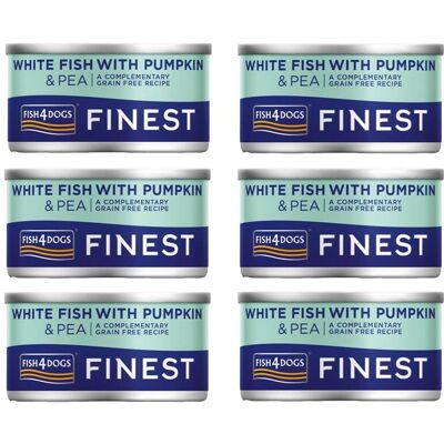 Fish4Dogs Pesce Bianco con Zucca e Piselli - 85g - Confezione da 12 Fish4Dogs Pesce Bianco con Zucca e Piselli - 85g - Confezione da 12