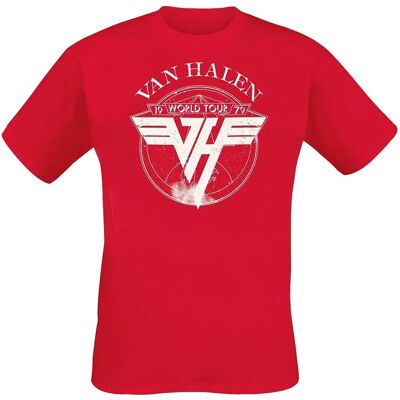 Van Halen 1979 Turné Röd T-Shirt - Band Logo - Officiell Herr Van Halen 1979 Turné Röd T-Shirt - Band Logo - Officiell Herr