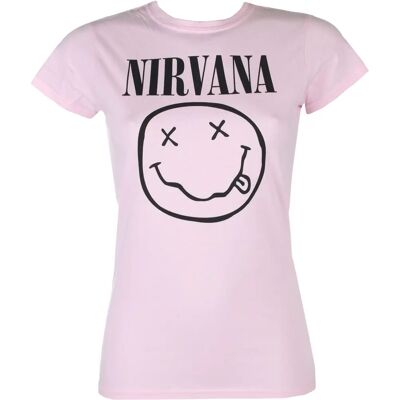 Koszulka Nirvana Model RTNIR103 Różowa - Klasyczne logo zespołu Koszulka Nirvana Model RTNIR103 Różowa - Klasyczne logo zespołu