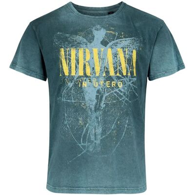 Nirvana In Utero Dye Kurzarm T-Shirt - Herren - Turchese - Normale Passform Nirvana In Utero Dye Kurzarm T-Shirt - Herren - Turchese - Normale Passform