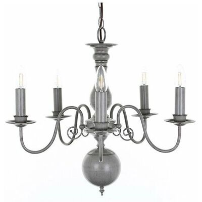 Impex Bologna Flemish Grey 5 Arm Chandelier - Ceiling Light Impex Bologna Flemish Grey 5 Arm Chandelier - Ceiling Light