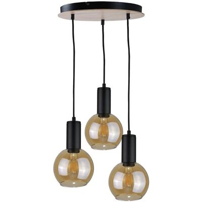 Keter Lighting Jantar Cluster Pendant Ceiling Light - Wood - 120cm - E27 Keter Lighting Jantar Cluster Pendant Ceiling Light - Wood - 120cm - E27
