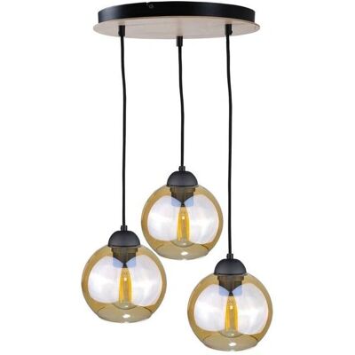 Keter Lighting Ambre Cluster Pendant Ceiling Light - Wood - E27 - 3 Lamps Keter Lighting Ambre Cluster Pendant Ceiling Light - Wood - E27 - 3 Lamps