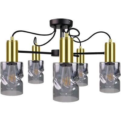 Keter Lighting Inger Multi Arm Ceiling Light - Black, Gold, 60cm Keter Lighting Inger Multi Arm Ceiling Light - Black, Gold, 60cm