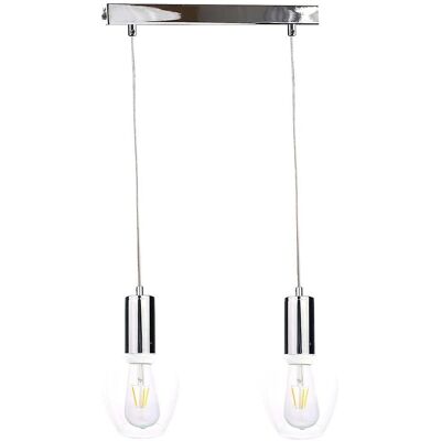 Keter Lighting Verre Bar Pendant Ceiling Light - Silver - 50cm - E27 Keter Lighting Verre Bar Pendant Ceiling Light - Silver - 50cm - E27