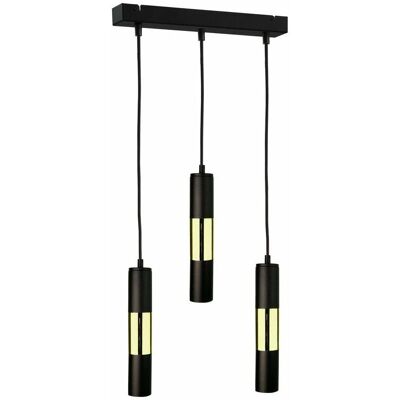 Keter Lighting Magnum Bar Pendant Ceiling Light - Black, Gold, 50cm Keter Lighting Magnum Bar Pendant Ceiling Light - Black, Gold, 50cm