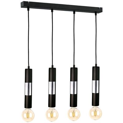 Keter Magnum Bar Pendant Ceiling Light - Black, Chrome, 60cm, 4x E27 Keter Magnum Bar Pendant Ceiling Light - Black, Chrome, 60cm, 4x E27