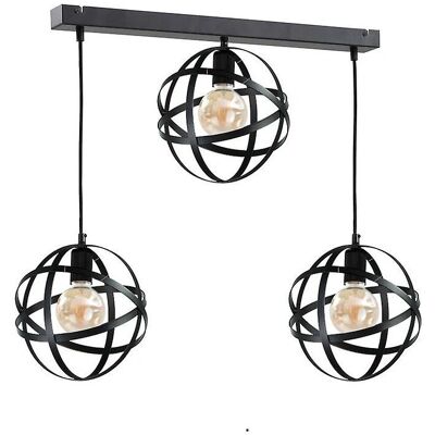 Keter Lighting Pola Bar Pendant Ceiling Light - Black - 3x E27 Keter Lighting Pola Bar Pendant Ceiling Light - Black - 3x E27