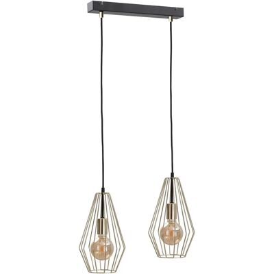 Keter Lighting Geo Bar Pendant Ceiling Light Gold - 50cm, 2x E27 Keter Lighting Geo Bar Pendant Ceiling Light Gold - 50cm, 2x E27