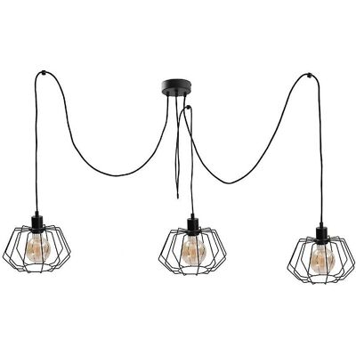 Keter Lighting Luna Cluster Pendant Ceiling Light - Black, 3x E27 Keter Lighting Luna Cluster Pendant Ceiling Light - Black, 3x E27