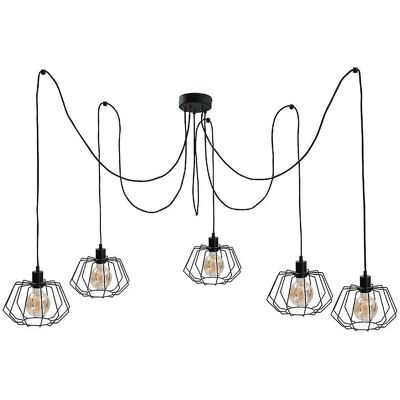 Keter Lighting Luna Cluster Pendant Ceiling Light - Black - 5x E27 Keter Lighting Luna Cluster Pendant Ceiling Light - Black - 5x E27
