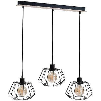 Keter Soho Bar Pendant Ceiling Light - Wood - 3x E27 Keter Soho Bar Pendant Ceiling Light - Wood - 3x E27