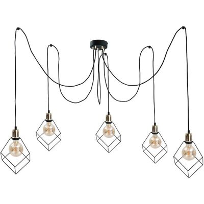 Keter Lighting Ruben Cluster Pendant Ceiling Light - Gold - 5x E27 Keter Lighting Ruben Cluster Pendant Ceiling Light - Gold - 5x E27