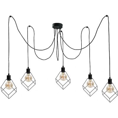 Keter Lighting Ruben Cluster Pendant Ceiling Light - Black - 5x E27 Keter Lighting Ruben Cluster Pendant Ceiling Light - Black - 5x E27