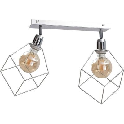 Keter Lighting Ruben Twin Ceiling Spotlight - Silver - 2x E27 Keter Lighting Ruben Twin Ceiling Spotlight - Silver - 2x E27