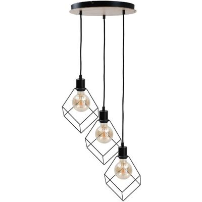 Keter Ruben Cluster Pendant Ceiling Light - Wood - 3 E27 - 120cm Keter Ruben Cluster Pendant Ceiling Light - Wood - 3 E27 - 120cm