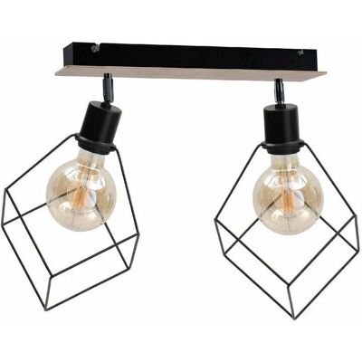 Keter Lighting Ruben Twin Ceiling Spotlight - Wood - 55cm - E27 Keter Lighting Ruben Twin Ceiling Spotlight - Wood - 55cm - E27
