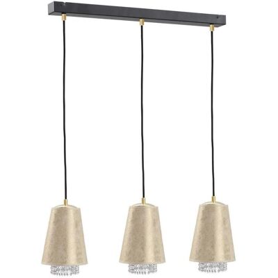 Keter Lighting Molly Bar Pendant Ceiling Light - Crystal Gold - 60cm - 3 E27 Keter Lighting Molly Bar Pendant Ceiling Light - Crystal Gold - 60cm - 3 E27