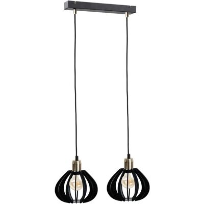 Keter Lighting Gemma Bar Pendant Ceiling Light - Black, Gold, 50cm Keter Lighting Gemma Bar Pendant Ceiling Light - Black, Gold, 50cm