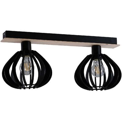 Keter Nicoleta Twin Ceiling Spotlight - Black and Natural - 52cm - Dimmable Keter Nicoleta Twin Ceiling Spotlight - Black and Natural - 52cm - Dimmable