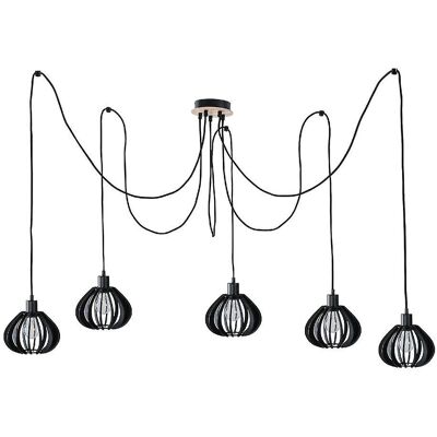 Keter Nicoleta Cluster Pendant Ceiling Light - Black & Natural - E27 Keter Nicoleta Cluster Pendant Ceiling Light - Black & Natural - E27