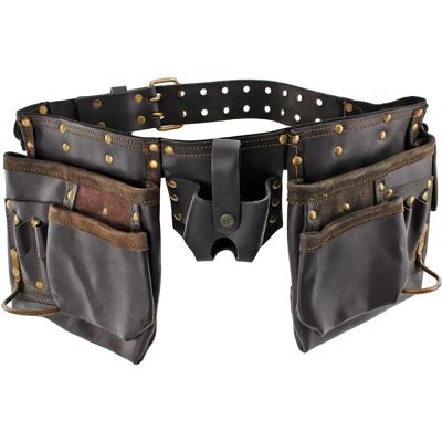 SPARES2GO - Oil Tanned Leather Tool Belt - 12 Pocket SPARES2GO - Oil Tanned Leather Tool Belt - 12 Pocket