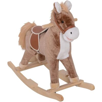 HOMCOM Kids Rocking Horse - Wooden Plush Ride On Toy for Children HOMCOM Kids Rocking Horse - Wooden Plush Ride On Toy for Children