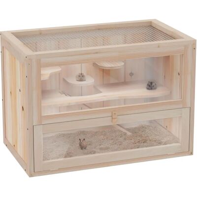 PawHut Wooden Hamster Cage - Small Animals 2 Levels - Brown PawHut Wooden Hamster Cage - Small Animals 2 Levels - Brown