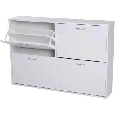 HOMCOM White Wooden Shoes Cabinet with 4 Drawers - Shoe Cabinet HOMCOM White Wooden Shoes Cabinet with 4 Drawers - Shoe Cabinet