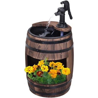 Outsunny - Wood Barrel Pump - Wood - Water Feature Outsunny - Wood Barrel Pump - Wood - Water Feature