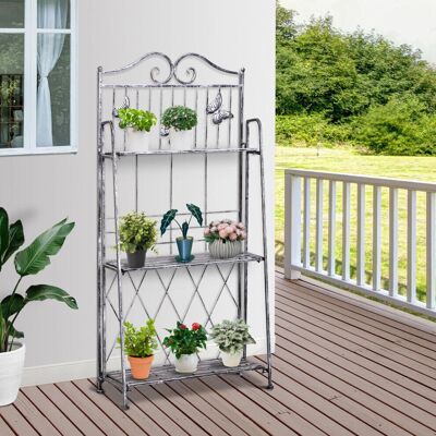 Outsunny 3-Tier Metal Folding Plant Stand - Plant Stand Outsunny 3-Tier Metal Folding Plant Stand - Plant Stand