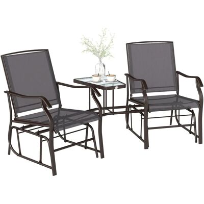 Outsunny Garden Double Glider - Grey & Brown - Garden Chairs Outsunny Garden Double Glider - Grey & Brown - Garden Chairs