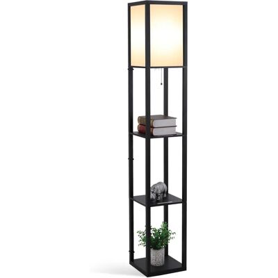 HOMCOM Model 4-Tier Floor Lamp - Storage Shelf for Home Office - Black HOMCOM Model 4-Tier Floor Lamp - Storage Shelf for Home Office - Black