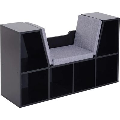HOMCOM Black Bookcase Storage Seat - Bookcase Storage Seat HOMCOM Black Bookcase Storage Seat - Bookcase Storage Seat