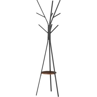HOMCOM 180cm Brown Coat Rack with Open Shelf - Coat Rack HOMCOM 180cm Brown Coat Rack with Open Shelf - Coat Rack