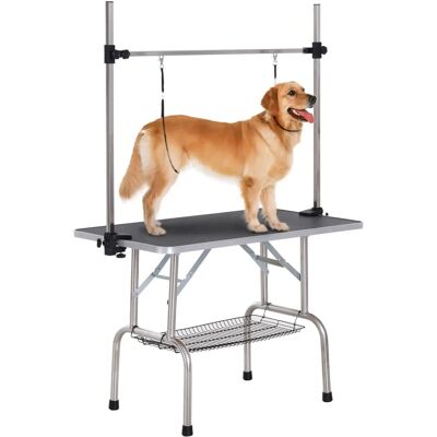 PawHut Metal Adjustable Dog Grooming Table - Safety Slings, Black - Dog Grooming Table PawHut Metal Adjustable Dog Grooming Table - Safety Slings, Black - Dog Grooming Table