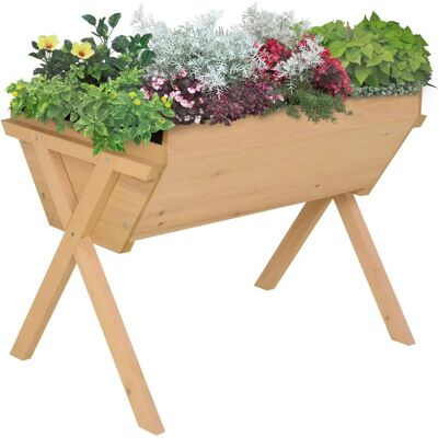 Outsunny Fir Wood Raised Planter - Vegetable Flower Bed - 100x70x80cm Outsunny Fir Wood Raised Planter - Vegetable Flower Bed - 100x70x80cm