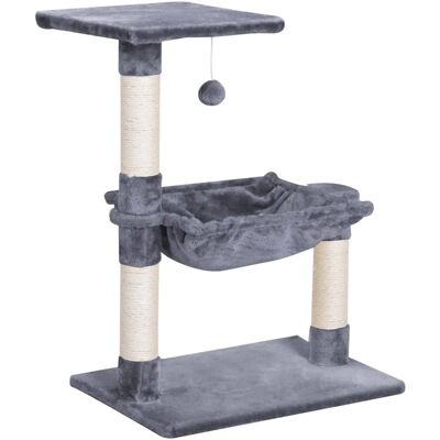 PawHut Grey Cat Tree Two-Tier with Scratching Post PawHut Grey Cat Tree Two-Tier with Scratching Post