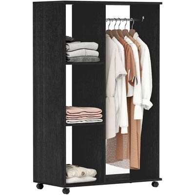 HOMCOM Wardrobe - Black with Shelves & Rail HOMCOM Wardrobe - Black with Shelves & Rail