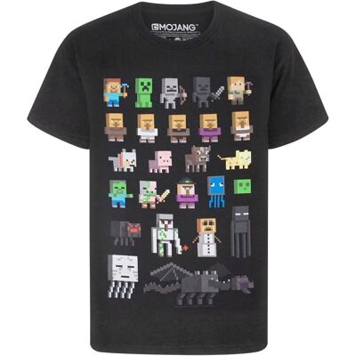 Minecraft Sprites Boys Black T-Shirt - Kids Gaming Merchandise Minecraft Sprites Boys Black T-Shirt - Kids Gaming Merchandise