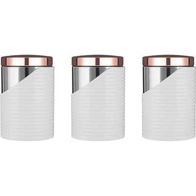 Tower Linear Set of 3 Canisters - White/Rose Gold Tower Linear Set of 3 Canisters - White/Rose Gold