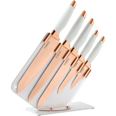 Generic - Tower Knife Set - Rose Gold - 5pc - Knife Set Generic - Tower Knife Set - Rose Gold - 5pc - Knife Set