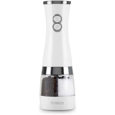 Tower T847004W Electric Duo Salt and Pepper Mill - Salt and Pepper Grinder Tower T847004W Electric Duo Salt and Pepper Mill - Salt and Pepper Grinder