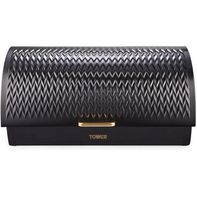 Tower T826090BLK Black Stainless Steel Bread Bin - Bread Bin Tower T826090BLK Black Stainless Steel Bread Bin - Bread Bin