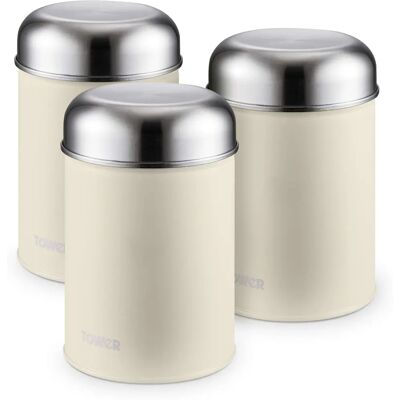 Tower T826101PEB Kitchen Storage Infinity Set of 3 Canisters - Cream Pebble Stone Tower T826101PEB Kitchen Storage Infinity Set of 3 Canisters - Cream Pebble Stone